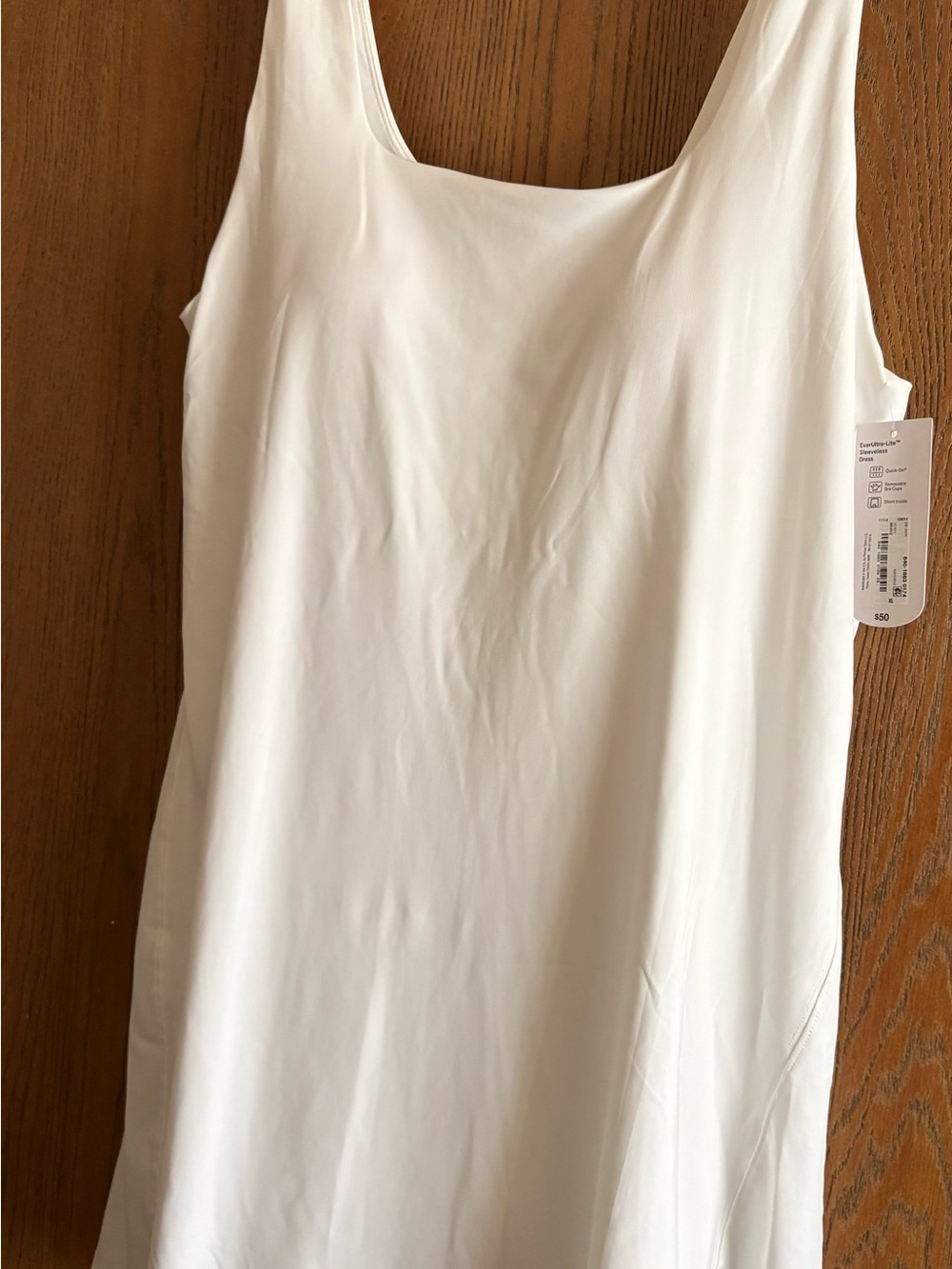 Xersion White Scoop Neck Tank Dress with shorts underneath